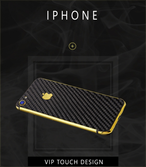 Iphone aur cu insertie fibra carbon - VIP TOUCH Design Romania